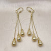Arete Largo 5.066.002 Oro Laminado, Diseño de Gota, Pulido, Tono Dorado