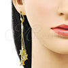 Arete Largo 5.066.008 Oro Laminado, Diseño de Tortuga, Pulido, Tono Dorado
