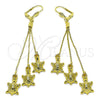 Arete Largo 5.066.008 Oro Laminado, Diseño de Tortuga, Pulido, Tono Dorado