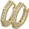 Argolla Huggie 5.130.032.1 Oro Laminado, con Blanca Micro Pave, Pulido, Tono Dorado