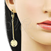 Arete Largo 5.085.001 Oro Laminado, con Blanca Cristal, Diamantado, Tono Dorado