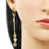 Arete Largo 5.087.006 Oro Laminado, Diseño de Corazón, Pulido, Tono Dorado