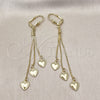 Arete Largo 5.087.006 Oro Laminado, Diseño de Corazón, Pulido, Tono Dorado