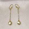 Arete Largo 5.088.013 Oro Laminado, Diseño de Corazón, con Blanca Cristal, Pulido, Tono Dorado