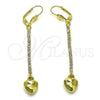 Arete Largo 5.088.013 Oro Laminado, Diseño de Corazón, con Blanca Cristal, Pulido, Tono Dorado