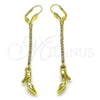Arete Largo 5.099.001 Oro Laminado, Diseño de Zapato, con Blanca Cristal, Pulido, Tono Dorado