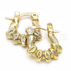 Argola de Niño 5.159.072 Oro Laminado, Diseño de Oja, Diamantado, Tono Dorado