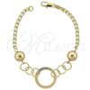 Pulsera Elegante 5.005.002 Oro Laminado, Diseño de Bola, Pulido, Tono Dorado (100 Gauge, 8 Inches Length)