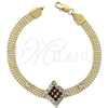 Pulsera Elegante 5.022.007 Oro Laminado, con Blanca Zirconia Cubica, Pulido, Tono Dorado (10 MM Thickness, 8 Inches Length)