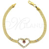 Pulsera Elegante 5.023.004 Oro Laminado, Diseño de Corazón, con Violeta and Blanca Zirconia Cubica, Pulido, Tono Dorado (17 MM Thickness, 8 Inches Length)
