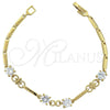 Pulsera Elegante 5.029.006 Oro Laminado, Diseño de Cruz, con Blanca Zirconia Cubica, Pulido, Tono Dorado (06 MM Thickness, 7 Inches Length)