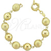 Pulsera Elegante 5.036.001 Oro Laminado, Diseño de Bola, Mate, Tono Dorado (12 MM Thickness, 7 Inches Length)