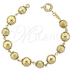 Pulsera Elegante 5.036.002 Oro Laminado, Diseño de Bola, Mate, Tono Dorado (12 MM Thickness, 8 Inches Length)