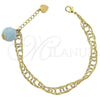 Pulsera Elegante 5.037.008 Oro Laminado, Diseño de Bola, con Topacio Azul Opal, Diamantado, Tono Dorado (08 MM Thickness, 8 Inches Length)