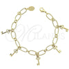 Pulsera de Dije 5.022.010.1 Oro Laminado, Diseño de Llave, Pulido, Tono Dorado (0.40 Gauge, 07 MM Thickness, 8 Inches Length)