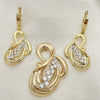 Juego de Arete y Dije de Adulto 10.91.0211 Oro Laminado, con Blanca Zirconia Cubica, Pulido, Tono Dorado