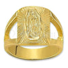 Anillo de Hombre 5.178.009.10 Oro Laminado, Diseño de Virgen Maria, Pulido, Tono Dorado (Size 10)