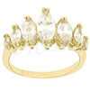 Anillo Multi Piedra 5.167.010.08 Oro Laminado, con Blanca Zirconia Cubica, Pulido, Tono Dorado (Size 8)