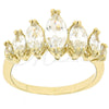 Anillo Multi Piedra 5.167.010.09 Oro Laminado, con Blanca Zirconia Cubica, Pulido, Tono Dorado (Size 9)