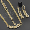 Collar, Pulsera y Dije 16.004 Oro Laminado, con Blanca Zirconia Cubica, Pulido, Tono Dorado