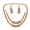 Collar, Pulsera y Dije 16.004 Oro Laminado, con Blanca Zirconia Cubica, Pulido, Tono Dorado