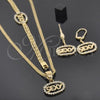 Collar, Pulsera y Dije 17.004 Oro Laminado, con Blanca Zirconia Cubica, Pulido, Tono Dorado