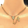Rosario Mediano 54.006 Oro Laminado, Diseño de Sagrado Corazon de Maria, Pulido, Tono Dorado