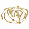 Rosario Mediano 54.006 Oro Laminado, Diseño de Sagrado Corazon de Maria, Pulido, Tono Dorado