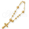 Rosario de Pulsera 5.213.013.08 Oro Laminado, Diseño de Cruz, Pulido, Tono Dorado