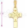 Dije Religioso 5.190.007 Oro Laminado, Diseño de Cruz, Diamantado, Tono Dorado