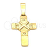 Dije Religioso 5.190.007 Oro Laminado, Diseño de Cruz, Diamantado, Tono Dorado
