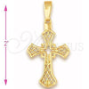 Dije Religioso 5.190.008 Oro Laminado, Diseño de Cruz, Diamantado, Tono Dorado