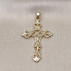 Dije Religioso 5.188.003 Oro Laminado, Diseño de Crucifijo, Pulido, Tono Dorado