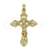 Dije Religioso 5.188.003 Oro Laminado, Diseño de Crucifijo, Pulido, Tono Dorado