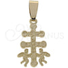 Dije Religioso 5.190.005 Oro Laminado, Diseño de Crucifijo, Pulido, Tono Dorado