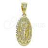 Dije Religioso 5.184.010 Oro Laminado, Diseño de Guadalupe, Diamantado, Tono Dorado