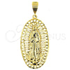 Dije Religioso 5.185.003 Oro Laminado, Diseño de Guadalupe, Pulido, Tono Dorado