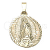 Dije Religioso 5.185.017 Oro Laminado, Diseño de Guadalupe, Diamantado, Tono Dorado
