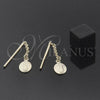 Arete Largo 5.219.007 Oro Laminado, Diseño de Guadalupe, Pulido, Tono Dorado