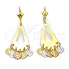 Arete Chandelier 02.32.0196 Oro Laminado, Diseño de Corazón y Gota, Diamantado, Tres Tonos