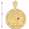 Dije Religioso 5.184.017 Oro Laminado, Diseño de Santa Barbara, con Rubi Zirconia Cubica, Diamantado, Tono Dorado