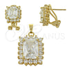 Juego de Arete y Dije de Adulto 5.055.005 Oro Laminado, con Blanca Zirconia Cubica, Pulido, Tono Dorado