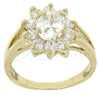 Anillo Multi Piedra 5.055.007.06 Oro Laminado, Diseño de Flor, con Blanca Zirconia Cubica, Pulido, Tono Dorado (Size 6)