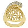 Anillo Multi Piedra 5.060.010.07 Oro Laminado, con Blanca Zirconia Cubica, Mate, Dos Tonos (Size 7)