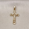Dije Religioso 5.191.017 Oro Laminado, Diseño de Crucifijo, Pulido, Tono Dorado
