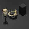 Argolla Huggie 097.017.1 Oro Laminado, Diseño de Uva y Oja, con Blanca Zirconia Cubica, Diamantado, Tono Dorado