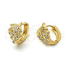 Argolla Huggie 097.017.1 Oro Laminado, Diseño de Uva y Oja, con Blanca Zirconia Cubica, Diamantado, Tono Dorado