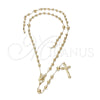 Rosario Grande 5.210.002 Oro Laminado, Diseño de Jesus y Crucifijo, Diamantado, Tono Dorado