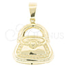 Dije Elegante 45.014 Oro Laminado, Diseño de Cartera, Pulido, Tono Dorado