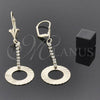 Arete Largo 95.007 Oro Laminado, con Blanca Zirconia Cubica, Pulido, Tono Dorado